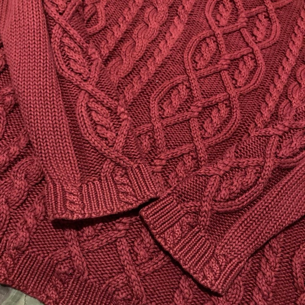 Jacob vintage 80s/90s red cable knit sweater roll neck Hong Kong M/22 - Picture 4 of 8